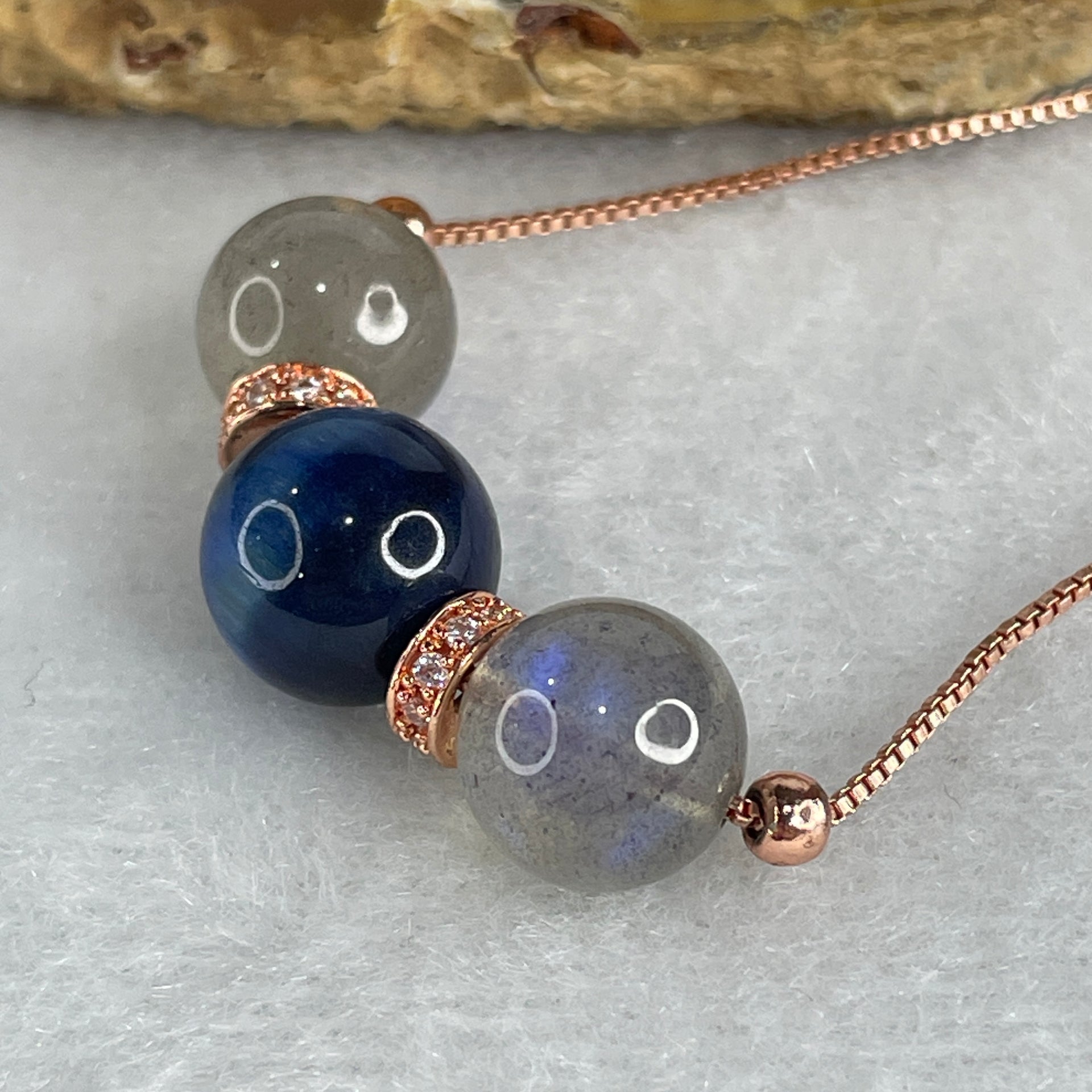 Natural-Labradorite-with-Blue-Tiger-Eyes-Quartz-Beads-Necklace-6.92g-42cm-10.4mm-1-Bead-9.7mm-2-Beads-Huangs-Jadeite-and-Jewelry-Pte-Ltd