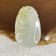 Type A Faint Lavender Green with Yellow Spots Jadeite Ruyi Pendant 6.92g 35.3 by 22.0 by 5.3mm - Huangs Jadeite and Jewelry Pte Ltd