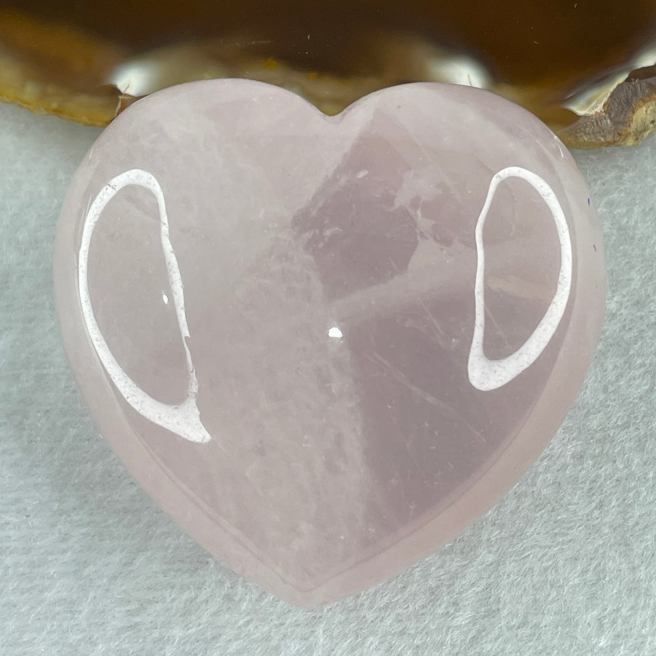 Average Grade Natural Rose Quartz Heart Shape Display 97.95g 50.6 by 48.0 by 27.6mm