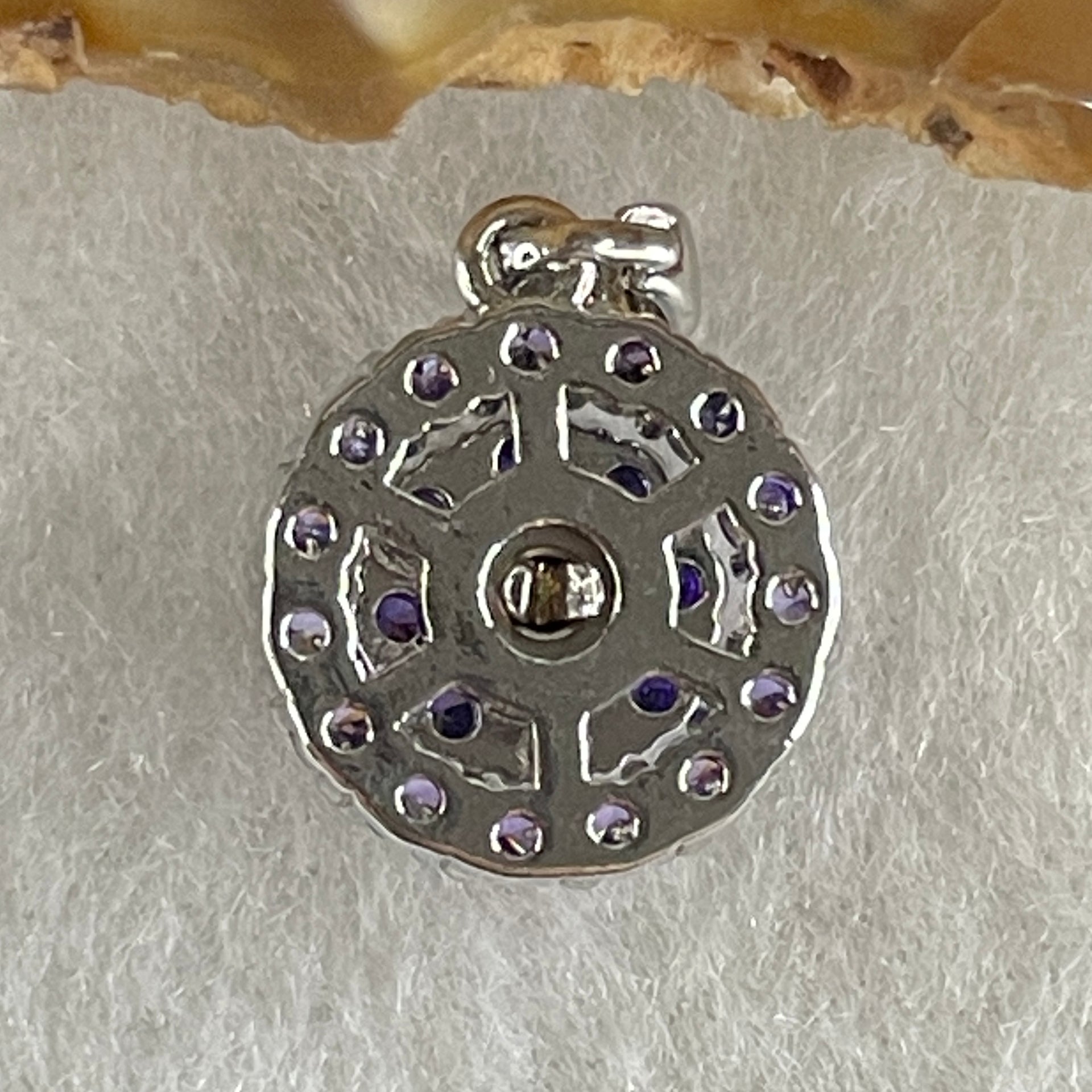 Natural Purple Cubic Zirconia in S925 Sliver Spinning Pendant 2.51g 4.0 by 1.5mm - Huangs Jadeite and Jewelry Pte Ltd
