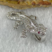 Natural Round Brilliant Cut Shape Diamonds with Natural Ruby Eyes in 18K White Gold Lizard Pendant R0.04 with Melees D1.37ct Total 7.4g 35.1 by 19.5 by 11.4mm - Huangs Jadeite and Jewelry Pte Ltd