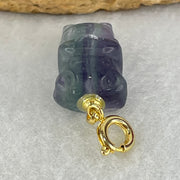 Natural Purple and Green Fluorite Ox Charm Pendant 3.17g 17.2 by 11.6 by 8.1mm - Huangs Jadeite and Jewelry Pte Ltd