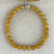 Type A Yellow Jade Jadeite Bracelet 13.76g 6.8mm/bead 26 beads with NGI Cert - Huangs Jadeite and Jewelry Pte Ltd