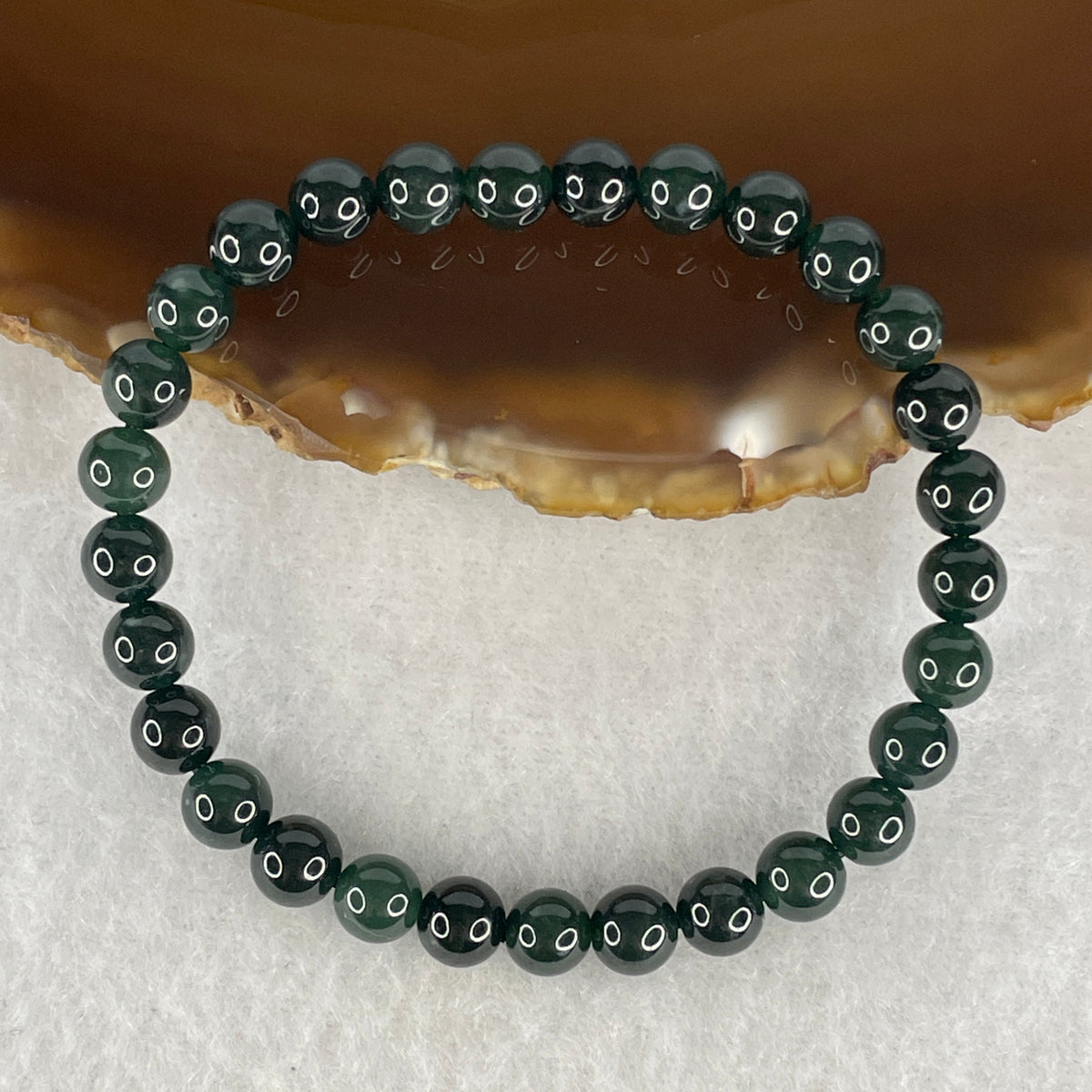 Type A Rare High End Translucent Black Omphacite Jadeite Beads Bracelet | 14.5cm with 29 Beads 6.0mm (10.39g | Root Chakra Powerful Protection & Wealth Shield)