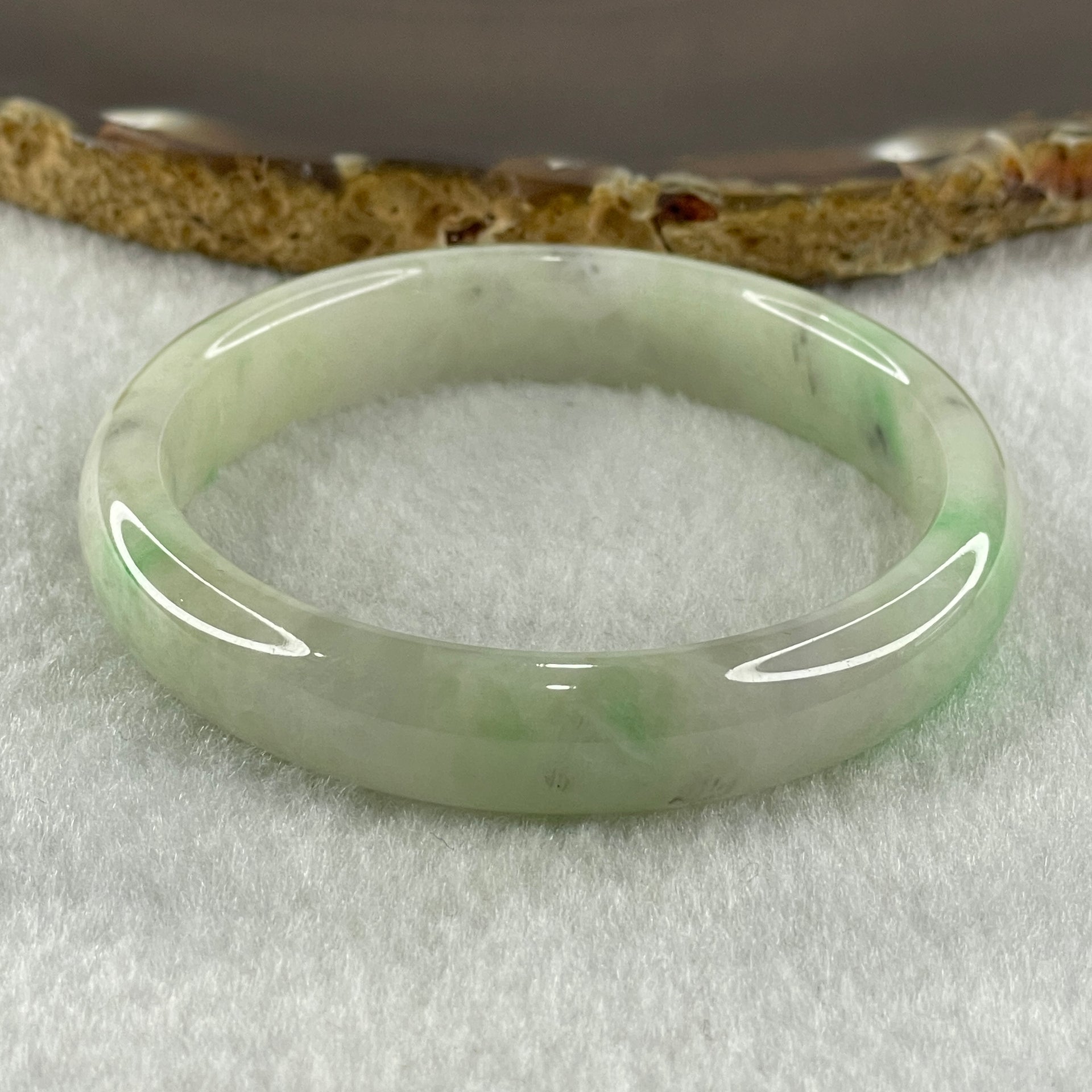 Type A Natural Green with Lavender Jadeite Bangle 33.91g Inner Diameter 51.0mm 10.9 by 7.0mm (Slight Internal Lines) - Huangs Jadeite and Jewelry Pte Ltd