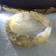 Natural Pinkish Flower Agate Shou Pai Bracelet 38.03g 16.5cm 14.2mm 14 Pcs - Huangs Jadeite and Jewelry Pte Ltd