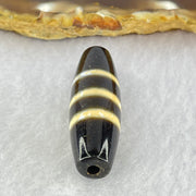 Natural Powerful Tibetan Old Oily Agate 3-Lines Dzi Bead Heavenly Master (Tian Zhu) 8.17g 38.1 by 12.2mm - Huangs Jadeite and Jewelry Pte Ltd