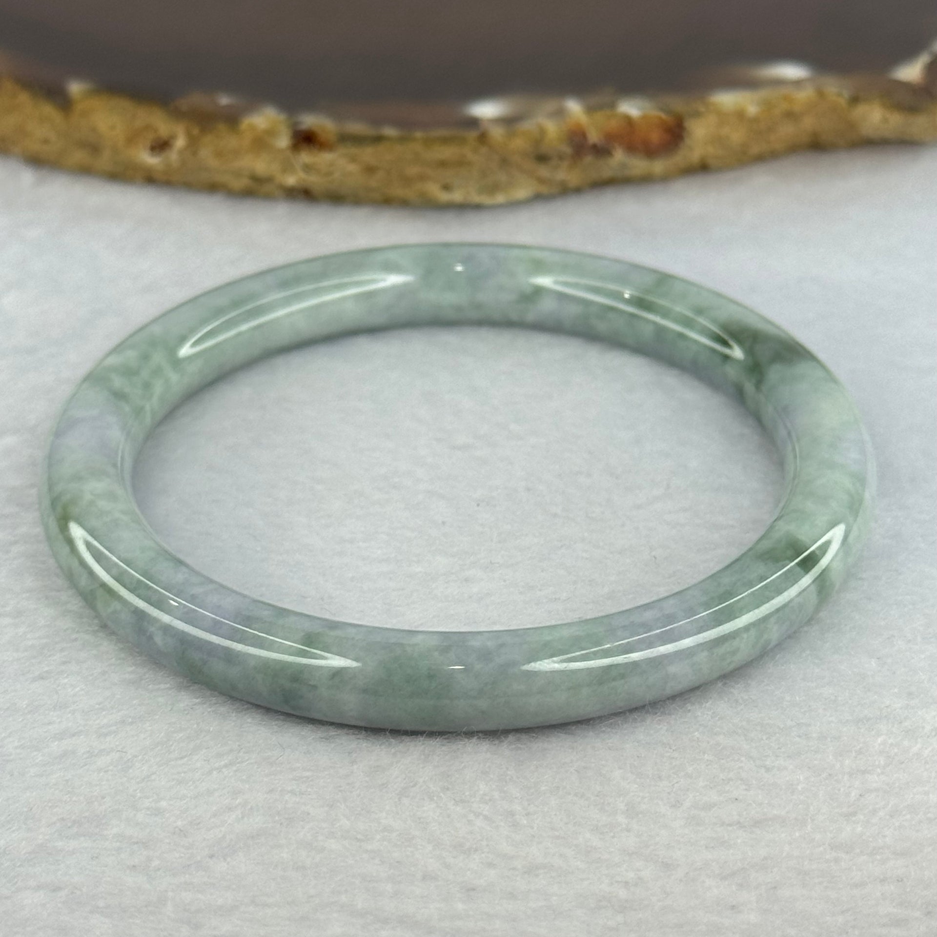 Type A Deep Lavender and Green Piao Hua Jadeite Bangle 31.99g Internal Diameter 57.0mm 8.0 by 8.0mm (Slight Internal Line) - Huangs Jadeite and Jewelry Pte Ltd