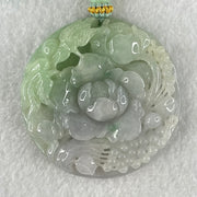Grandmaster Type A Lavender Green Jadeite Twin Bird And Flower Pendant 喜上眉梢 63.42g 52.5 by 52.5 by 12.1mm - Huangs Jadeite and Jewelry Pte Ltd