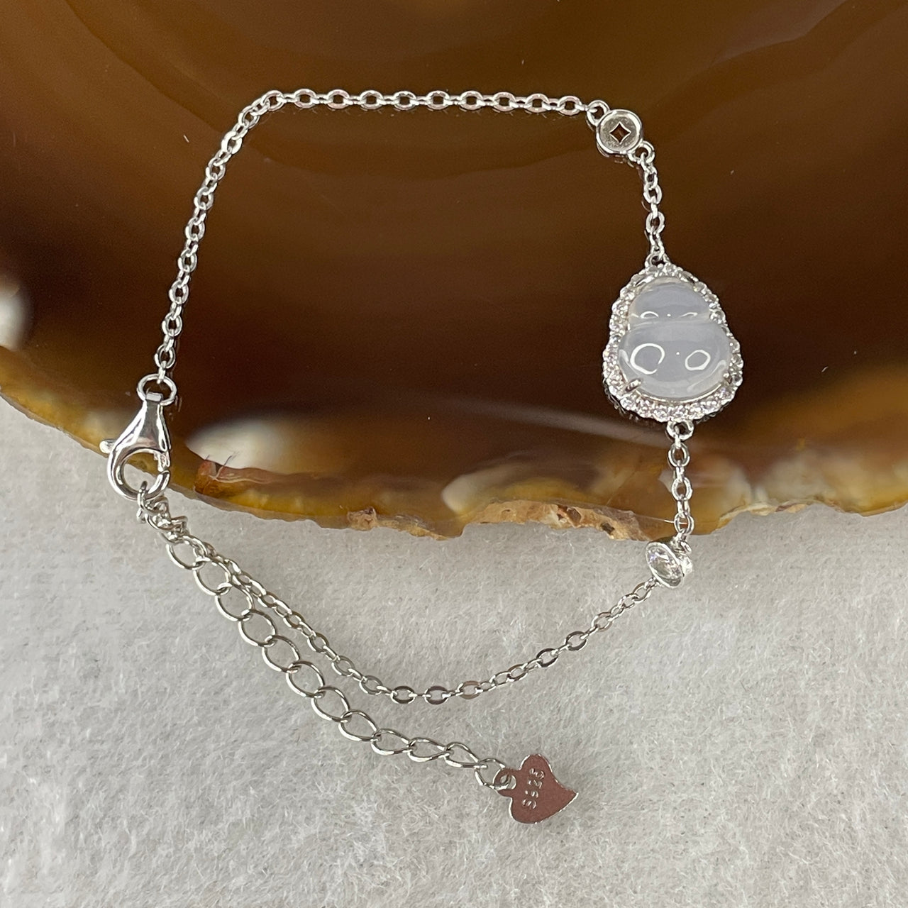 Certified Type A Icy Near Colorless Jadeite Hulu Bracelet | S925 Sterling Silver Adjustable Gourd Charm (2.33g, 15-18cm)