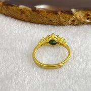 Natural Green Tourmaline with Crystals In S925 Sliver Gold Color Ring (Adjustable Size) 1.59g 3.6 by 2.6mm - Huangs Jadeite and Jewelry Pte Ltd