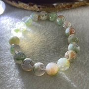 Natural Green with Pinkish Flower Agate Beads Bracelet 30.04g 16.5cm 10.8mm 19 Beads - Huangs Jadeite and Jewelry Pte Ltd
