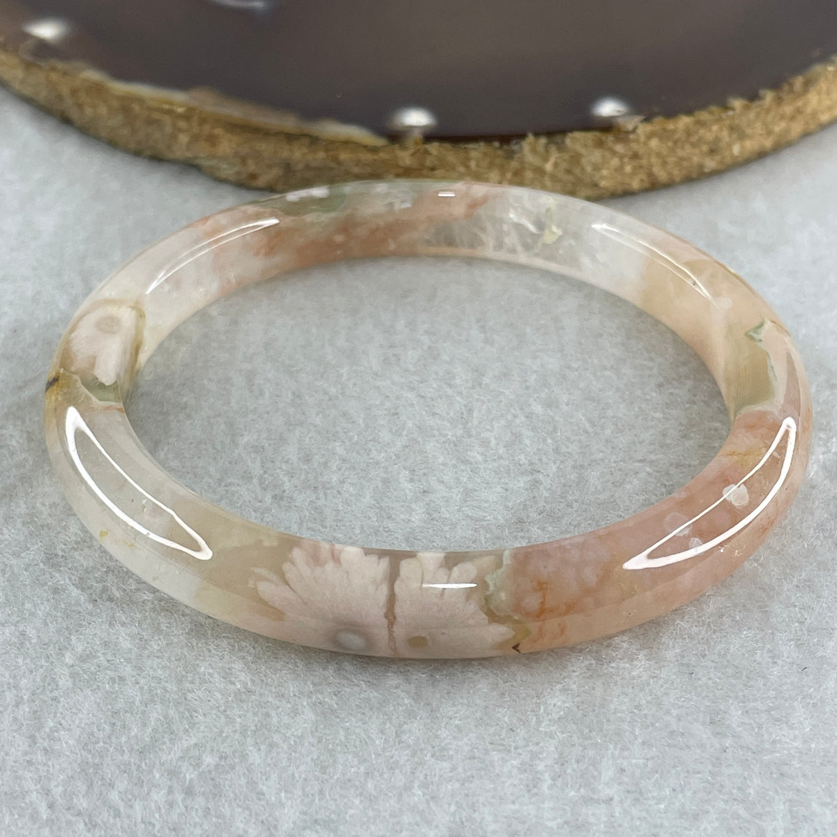 Natural Pink Flower Agate Oval Bangle Set | (68.69g | 55.6mm ID | 9.0 x 6.9mm | Blooming Self-Love & Emotional Renewal Anchor, Feng Shui Harmony & Sovereign Guifei Stacking Bangle Set) - Huangs Jadeite and Jewelry Pte Ltd