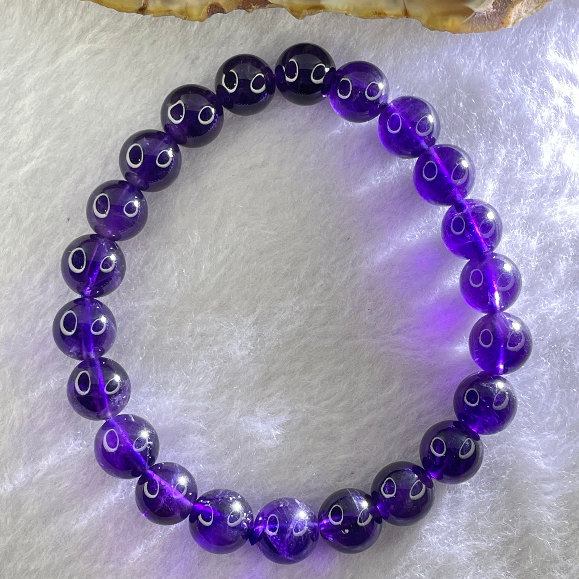 Good Grade Natural Amethyst Bracelet 20.18g 15.5cm 8.9mm 22 Beads - Huangs Jadeite and Jewelry Pte Ltd