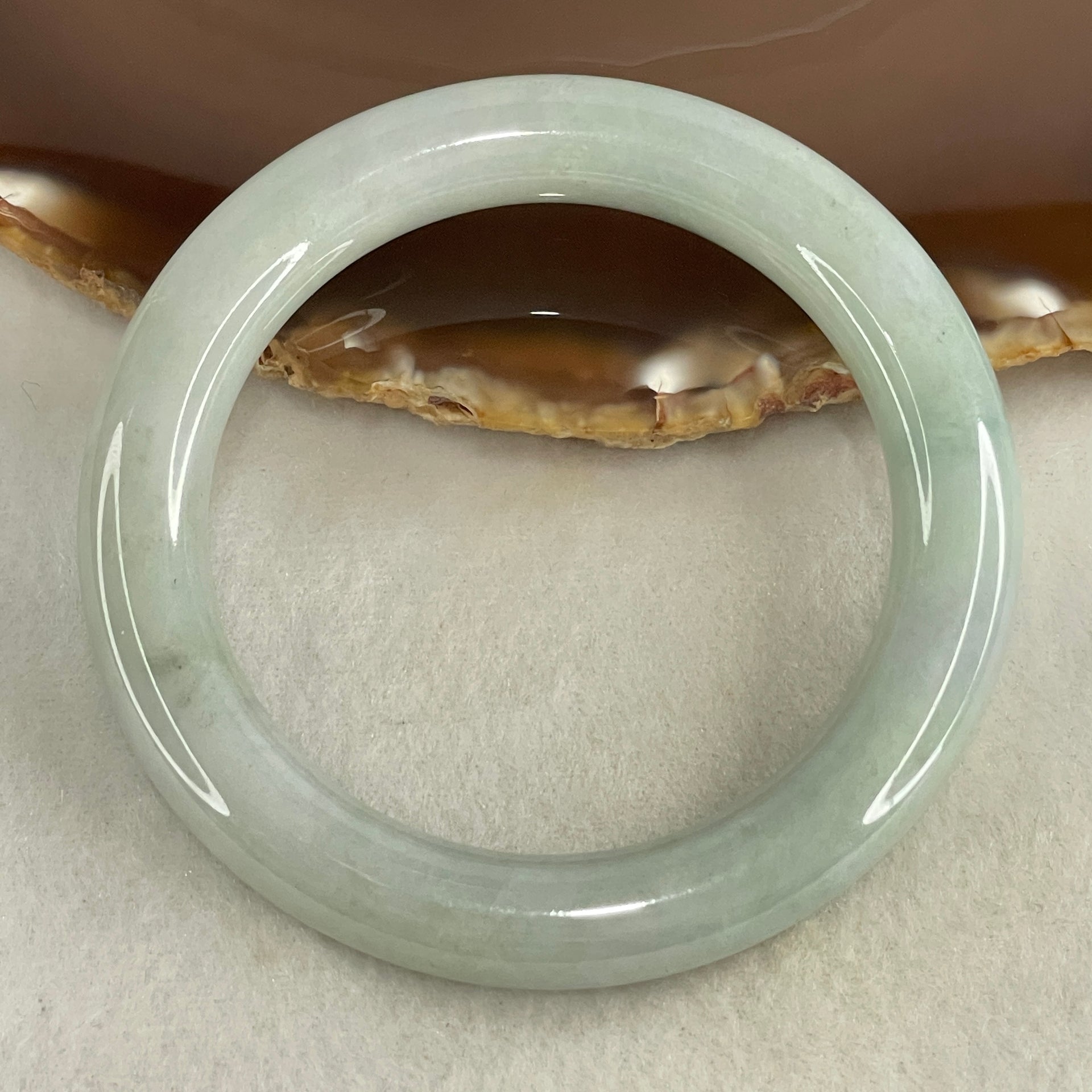 Type A Blueish Green Jadeite Bangle Internal Diameter 55.9mm 68.11g 11.4 by 10.8mm  (Slight Internal Lines) - Huangs Jadeite and Jewelry Pte Ltd