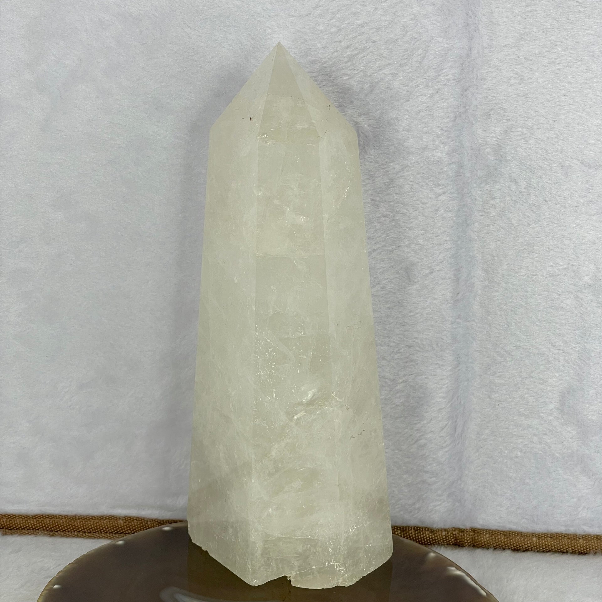 Natural Milky Quartz Tower Display 1,069.8g 180.0 by 77.0 by 52.2mm - Huangs Jadeite and Jewelry Pte Ltd