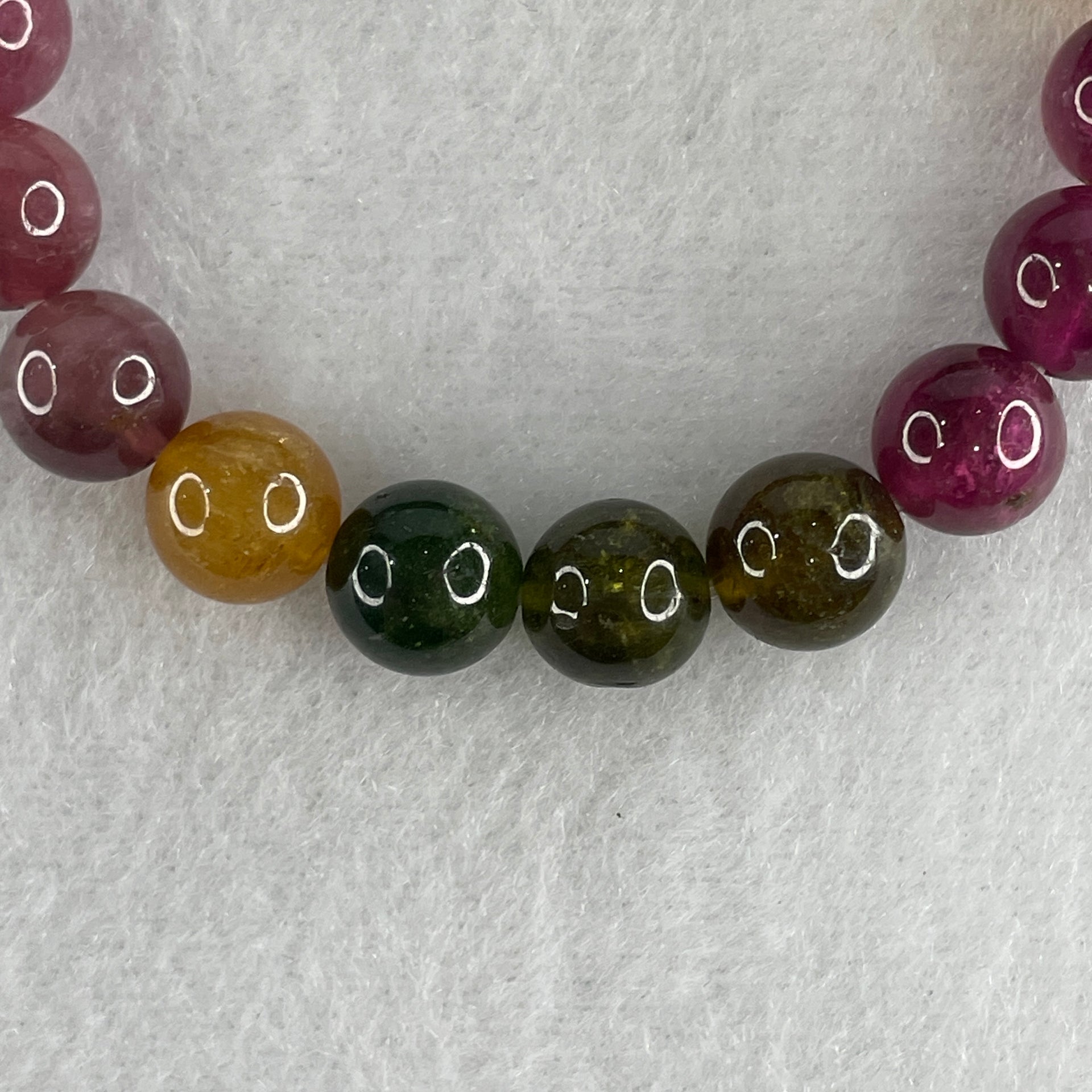 Very Good Natural Tourmaline Crystal Beads Bracelet 22.64g 14cm 9.2mm 19Beads - Huangs Jadeite and Jewelry Pte Ltd