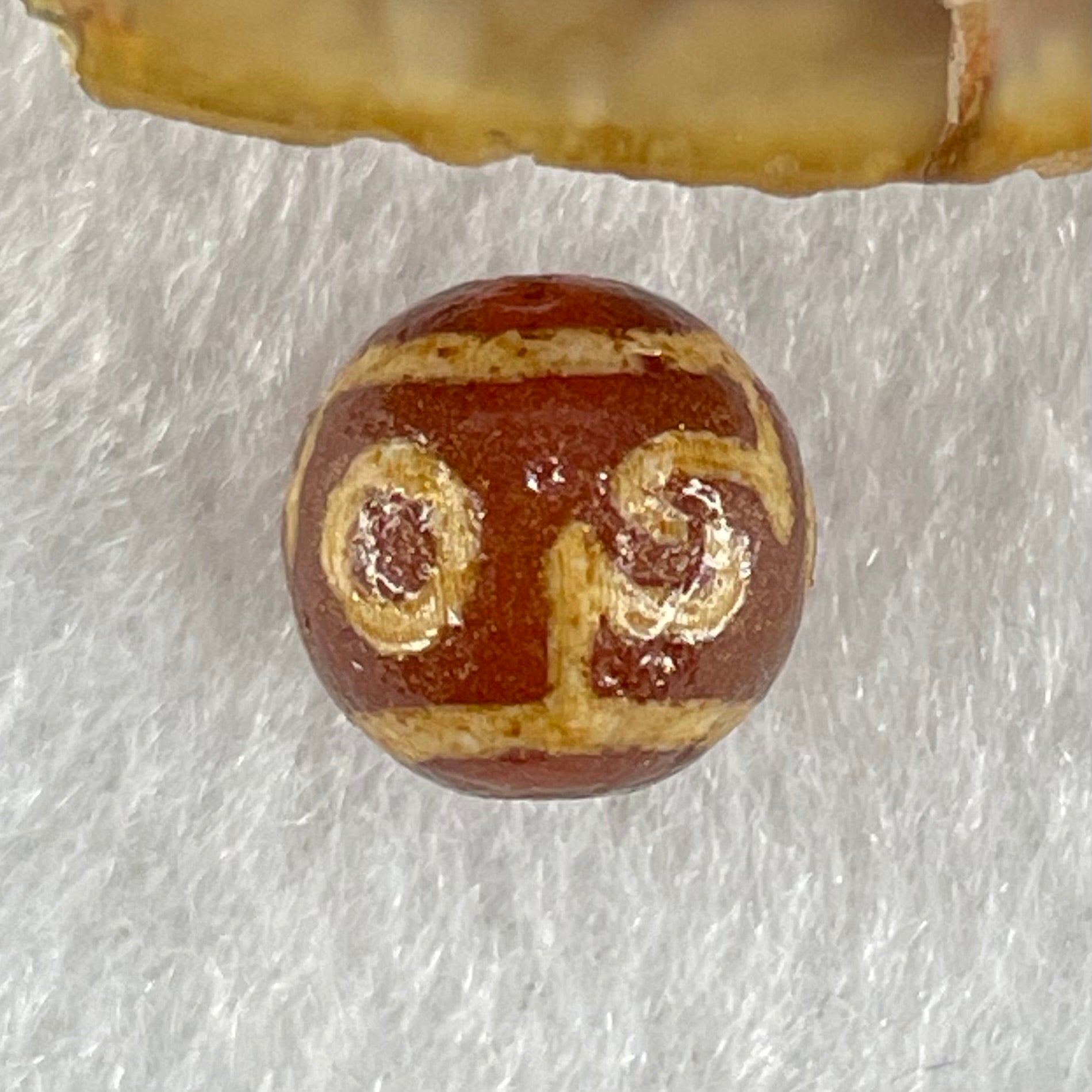 Natural Powerful Tibetan Old Oily Agate 3 Eyed Dharma Vajra Dzi Bead Heavenly Master (Tian Zhu) 三眼金刚杵天珠 1.33g 9.7 by 10.0mm - Huangs Jadeite and Jewelry Pte Ltd