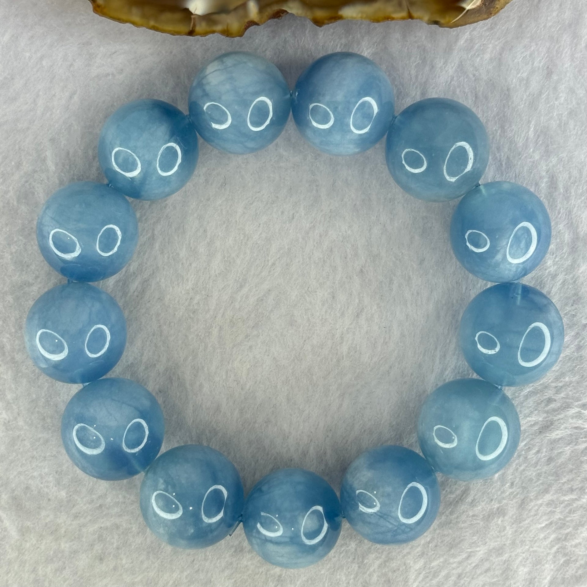 Natural Aquamarine Beads Bracelet 93.37g 19cm 17.5mm 13 Beads - Huangs Jadeite and Jewelry Pte Ltd
