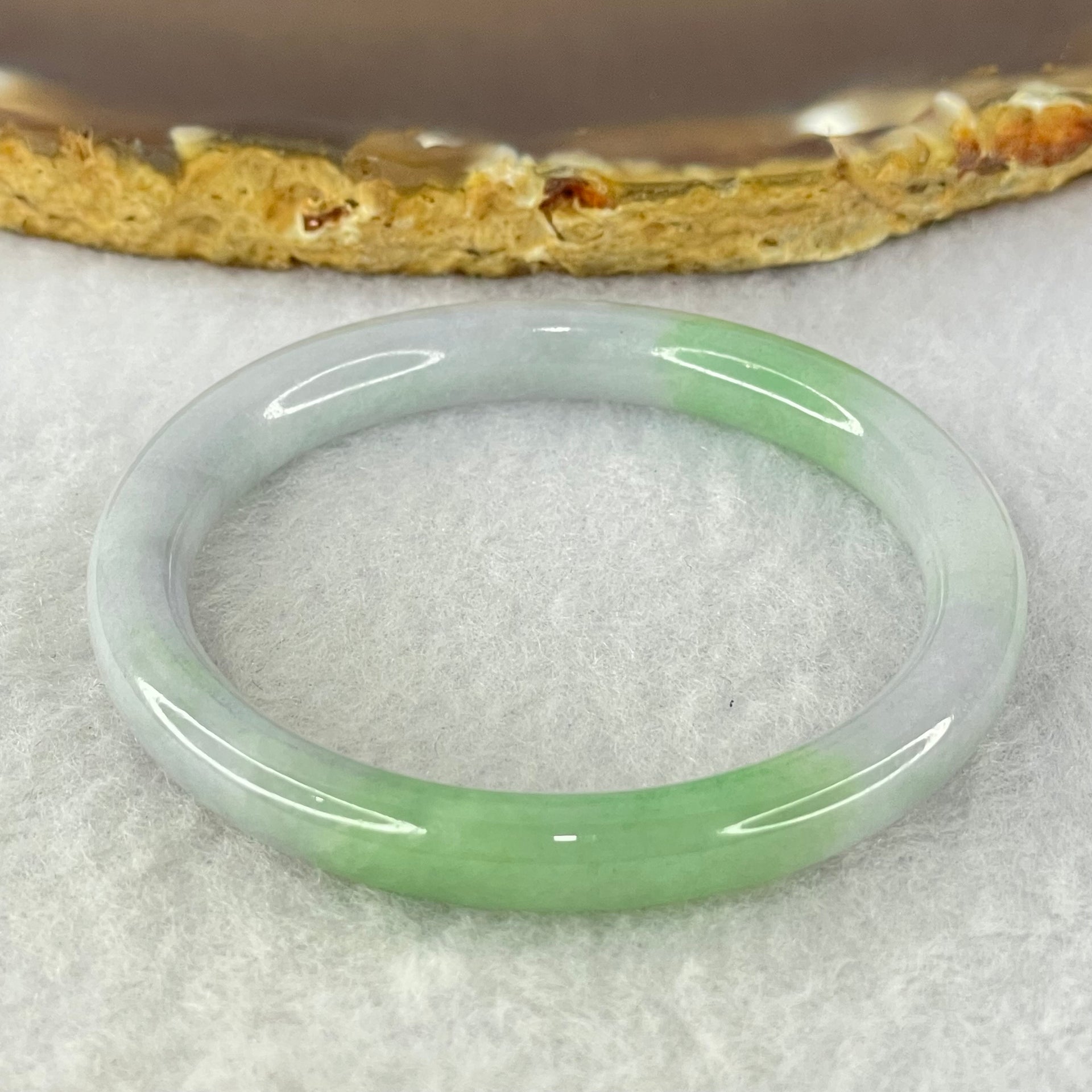 Type A Lavender and Green Jadeite Bangle Internal Diameter 43.0mm 15.29g 6.3 by 6.0mm (Very Very Fine Internal Line) - Huangs Jadeite and Jewelry Pte Ltd