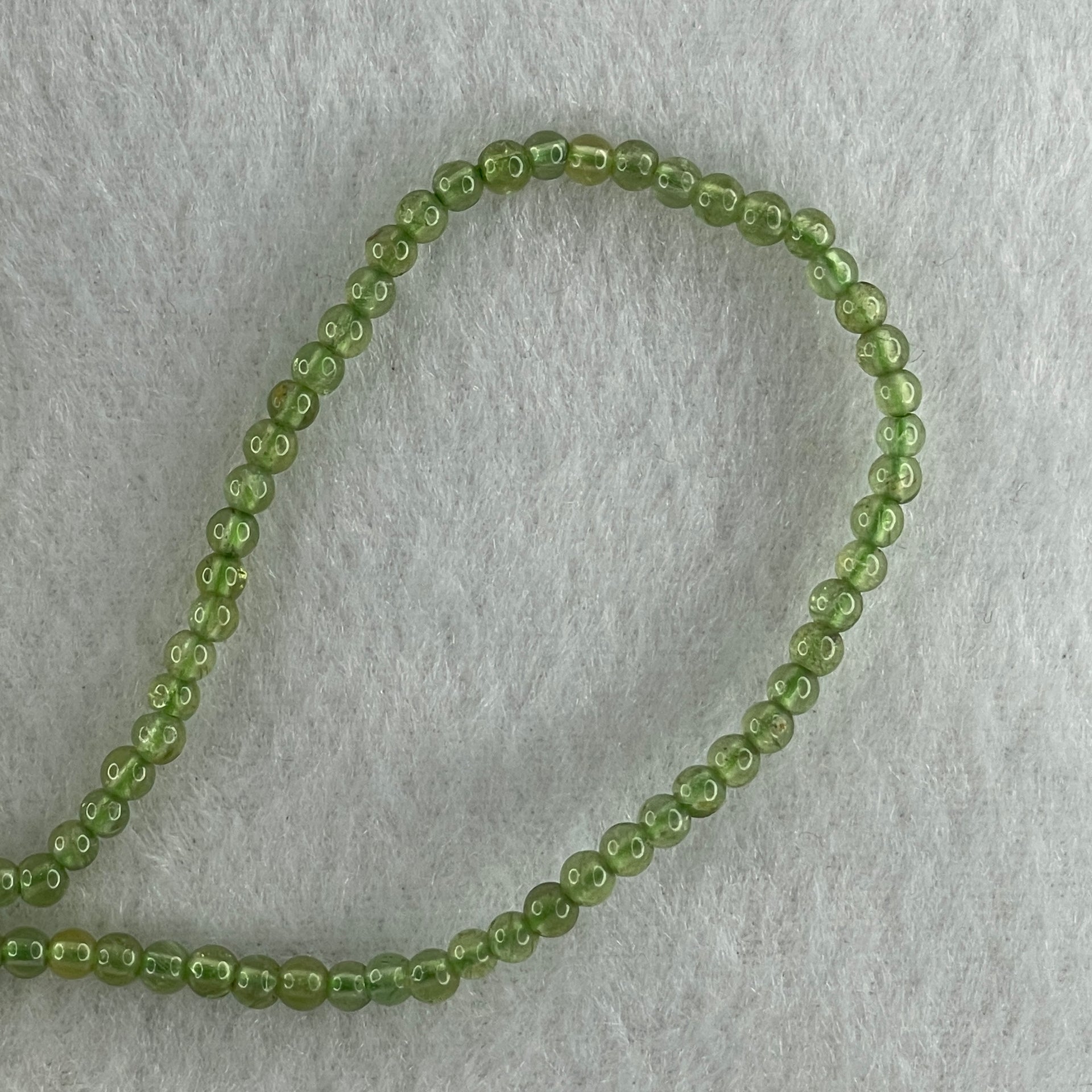 Natural Green Peridot Beads Necklace 8.59g 52cm 3.2mm 204 Beads - Huangs Jadeite and Jewelry Pte Ltd