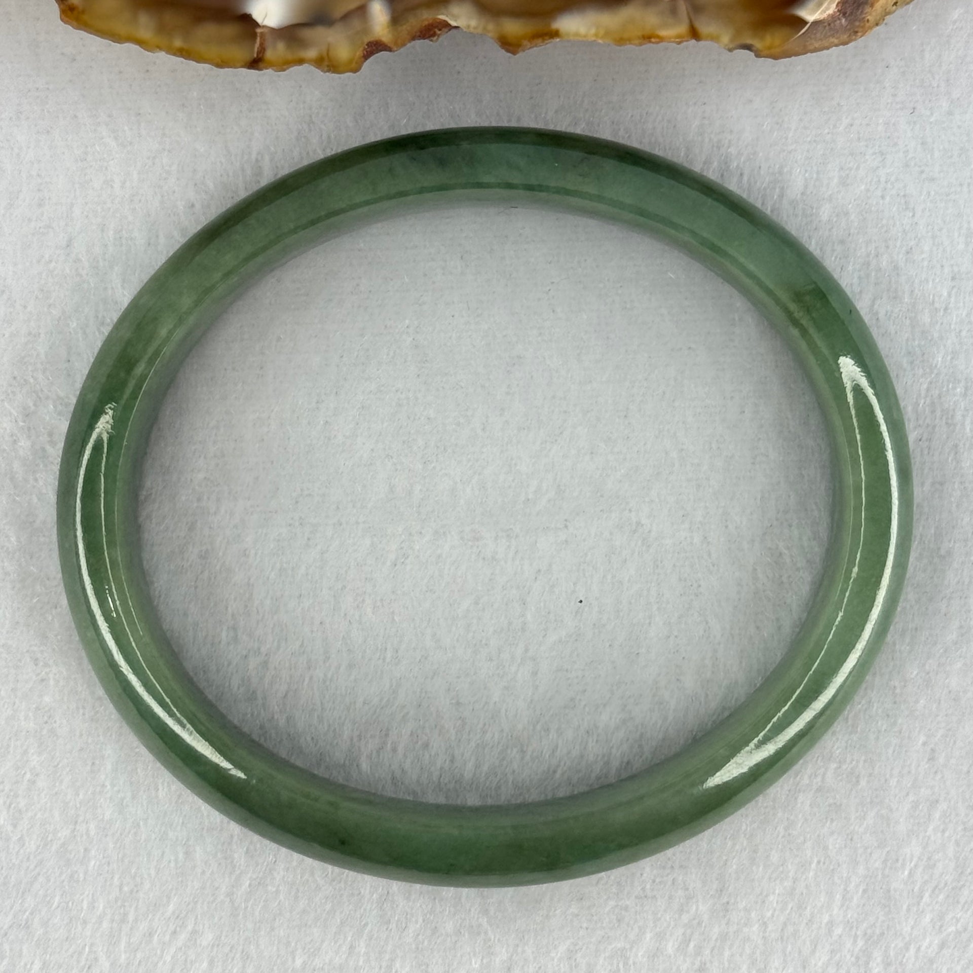 Type A Blueish Green Jadeite Oval Bangle Internal Diameter 58.7mm 38.10g 12.0 by 6.6mm (Very Fine Internal Lines) - Huangs Jadeite and Jewelry Pte Ltd
