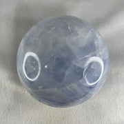 Natural Blue Calcite Crystal Sphere Ball 天然蓝色方解石球 with Wooden Stand 1,535.9g 99.0 by 130.0mm - Huangs Jadeite and Jewelry Pte Ltd