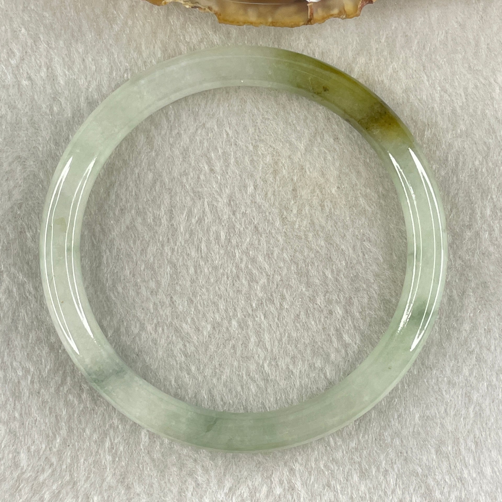 Type A Blueish Green with Brownish Piao Hua Jadeite Bangle Internal Diameter 56.1mm 23.86g 6.7 by 6.9m (Slight Internal Lines) - Huangs Jadeite and Jewelry Pte Ltd