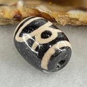 Natural Powerful Tibetan Old Oily Double Agate Cai Shen Dzi Bead Heavenly Master (Tian Zhu) 财神长天珠 4.86g 17.7 by 13.4mm - Huangs Jadeite and Jewelry Pte Ltd