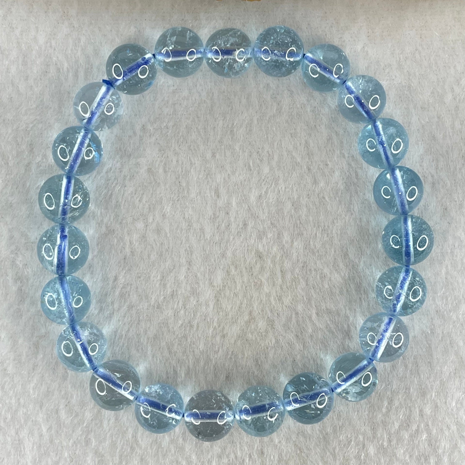 Above Average Natural Blue Topaz Beads Bracelet 23.57g 15.5cm 8.3mm 23 Beads - Huangs Jadeite and Jewelry Pte Ltd