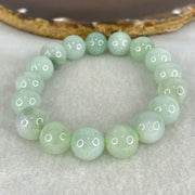 Type A Light Green and Blueish Green Patch Jadeite Beads Bracelet 44.03g 16.5cm by 12.0mm 17 Beads - Huangs Jadeite and Jewelry Pte Ltd
