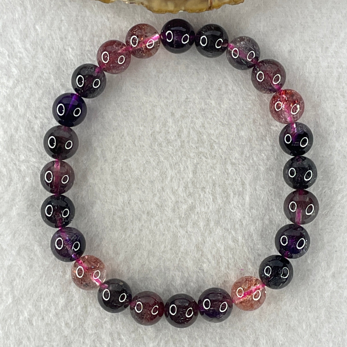 Very Very Good Grade Certified Natural Blackcurrant Super 7 Beads Bracelet | (21.59g | 17.5cm | 8.8mm x 24 Beads | "Seven Sacred Minerals" Intuition & Abundance Anchor, Feng Shui High-Vibration Power Bracelet) - Huangs Jadeite and Jewelry Pte Ltd