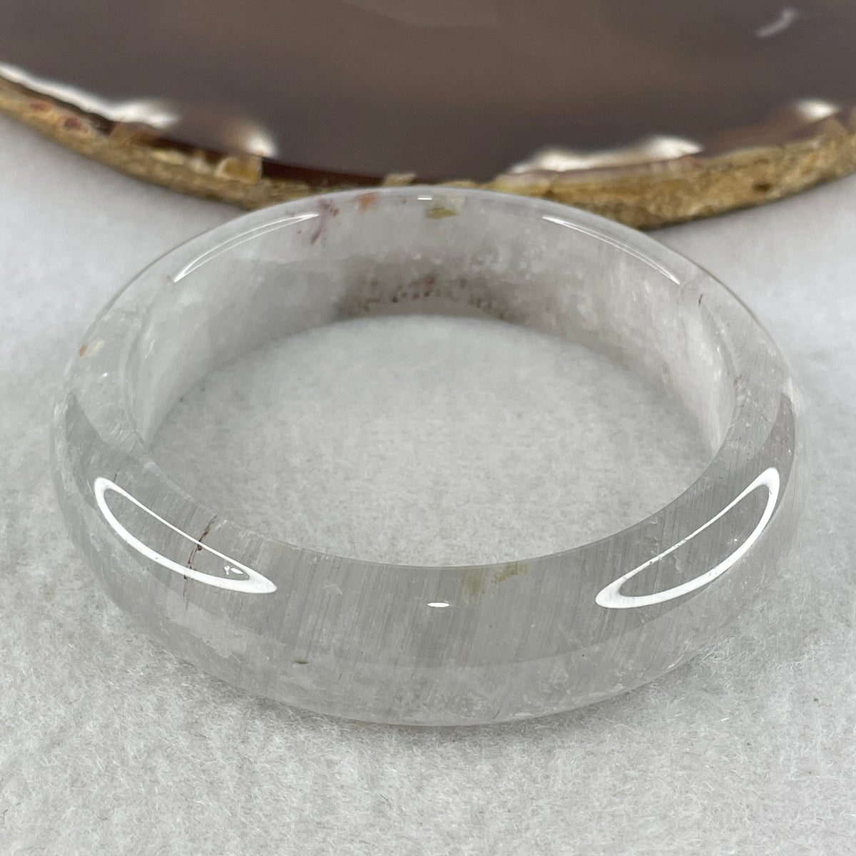 Natural Smoky Quartz Bangle | (48.65g | 54.6mm Inner Diameter | 15.2x8.3mm | Internal Line | Grounder, Emotional Balance, Psychic Defense & Stress Relief)