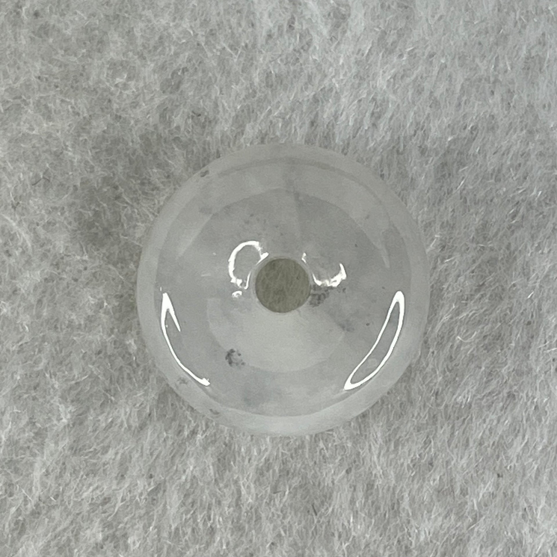 Type A Semi Icy Faint Lavender To White With Wuji Grey Spots Jadeite Ping An Kou Donut Pendant 2.90g 14.4 by 6.9mm - Huangs Jadeite and Jewelry Pte Ltd