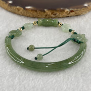 Natural Type A Semi Icy Full Green Jadeite Double Dragon Head with Candy and Snow Man Charm Bracelet 15.89g 16cm 6.2 by 6.4mm - Huangs Jadeite and Jewelry Pte Ltd