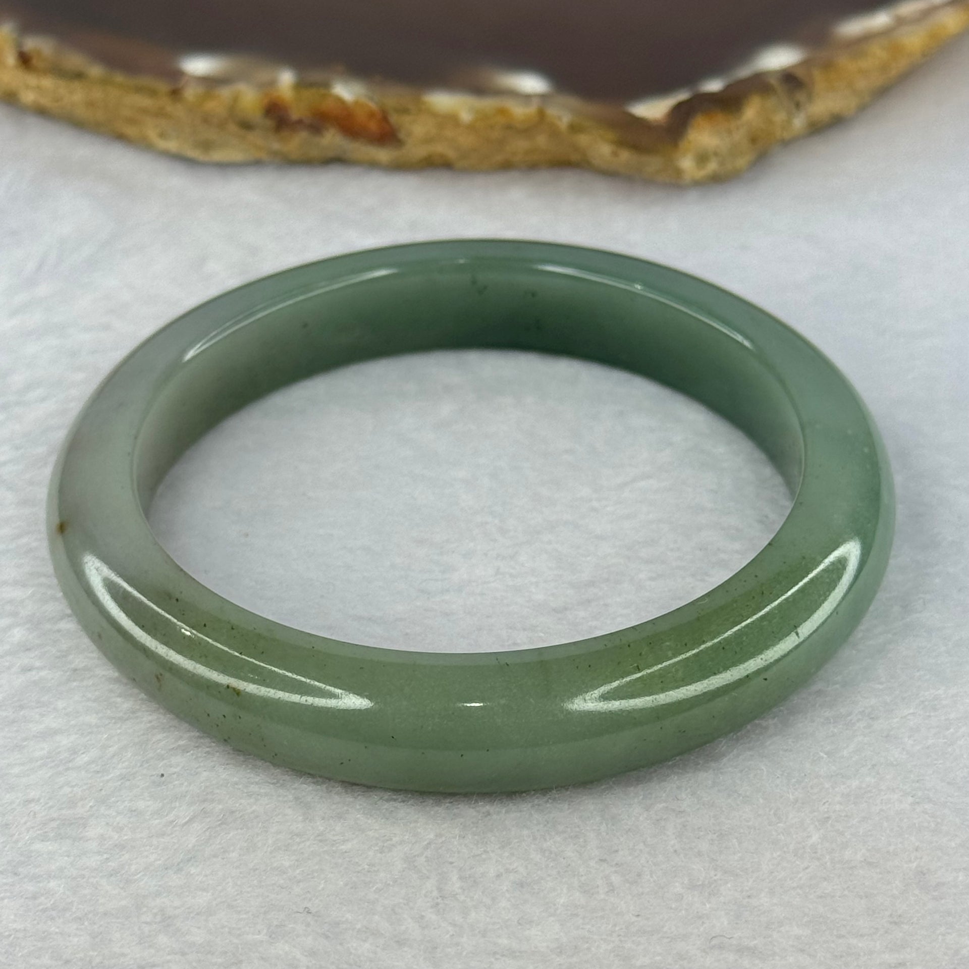 Type A Blueish Green with Black and Brownish Yellow Spots Jadeite Bangle 46.22g Internal Diameter 55.1mm 10.2 by 8.0mm (Very Slight Inter Line) - Huangs Jadeite and Jewelry Pte Ltd