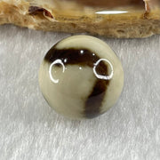 Natural Powerful Tibetan Old Oily Yellowish White with Black Agate Tiger Tooth Daluo Dzi Bead Heavenly Master (Tian Zhu) 虎呀天诛 3.42g 13.7mm - Huangs Jadeite and Jewelry Pte Ltd
