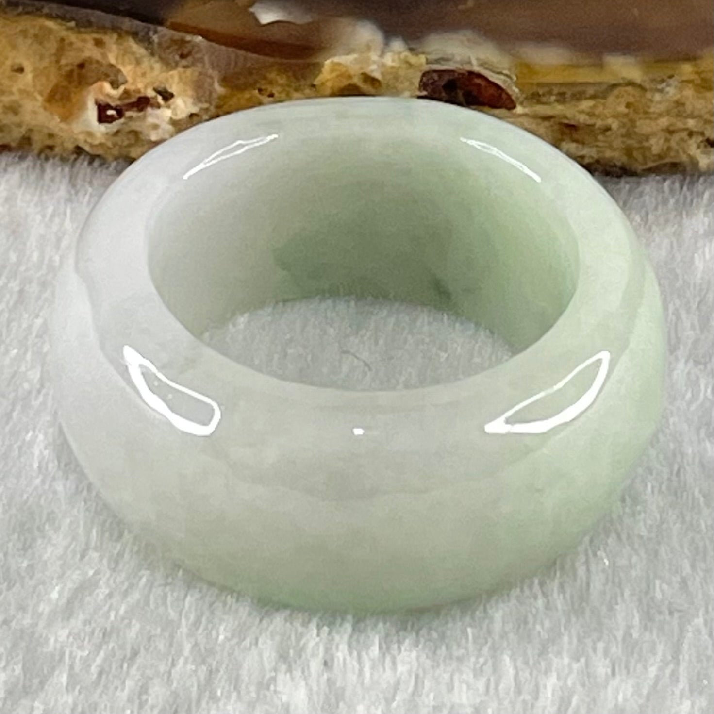 Type A Light Lavender with Green Patches Jadeite Ring 11.08g 11.3 by 8.9mm US9.8 HK22 (Slight Internal Line) - Huangs Jadeite and Jewelry Pte Ltd