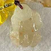 Type A Faint Yellow with Reddish Brown Spots Jadeite Male Pixiu Charm 8.27g 22.5 by 16 by 12.2mm - Huangs Jadeite and Jewelry Pte Ltd