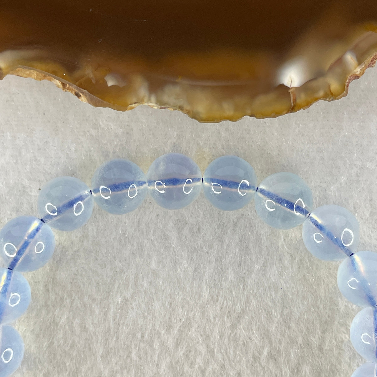 Certified Natural Average Grade Aquamarine Beads Bracelet | 15.5cm 22 Beads 8.8mm (19.26g | Serene Calm, Fluid Communication & Water Element Energy Shield)