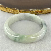 Type A Lavender Green with Grey Wuji Piao Hua Jadeite Oval Bangle Internal Diameter 56.0mm 44.31g 12.7 by 7.7mm (Slight Internal Lines) - Huangs Jadeite and Jewelry Pte Ltd
