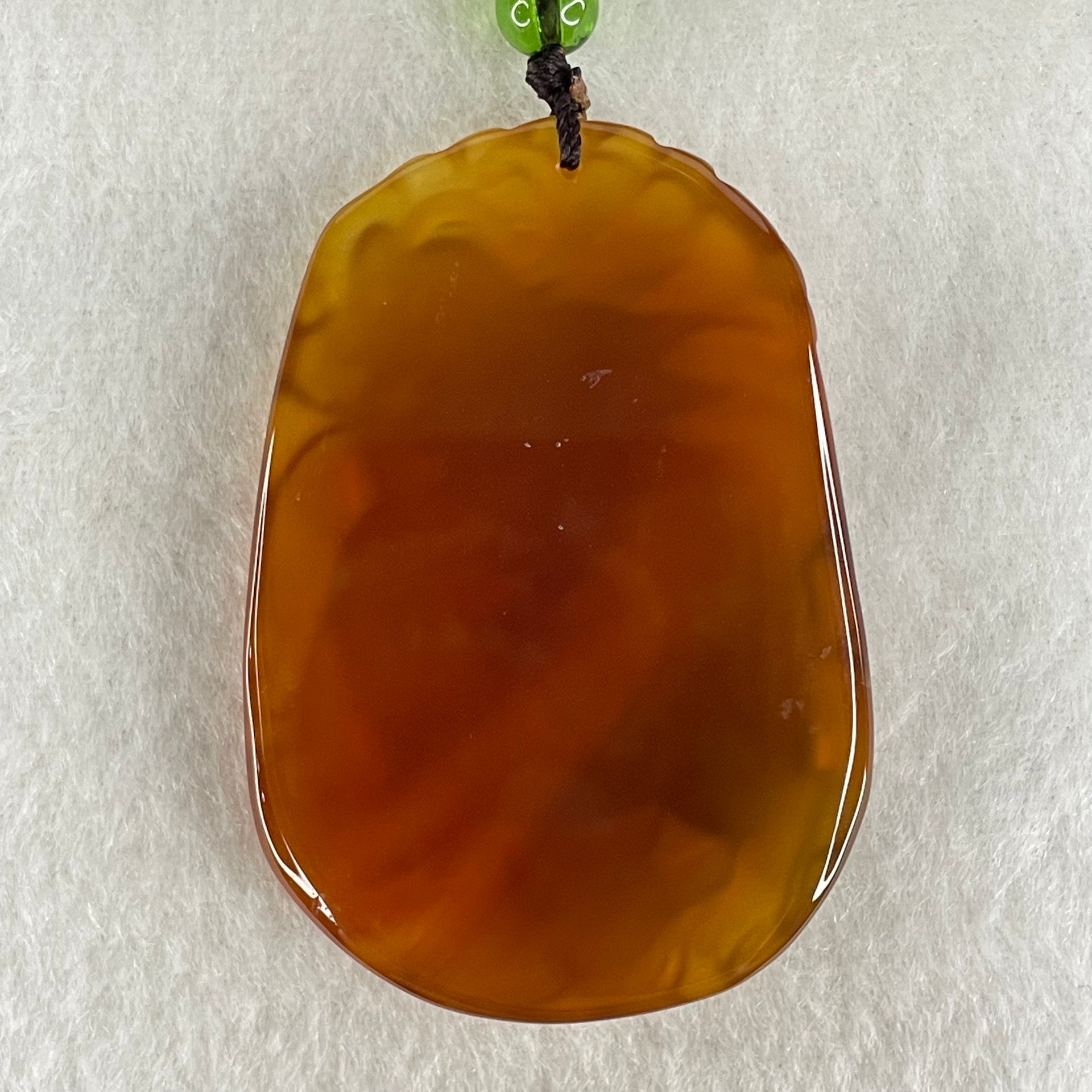 Natural Brownish Red Chalcedony Dragon Pendant 27.687g 54.1 by 38.5 by 9.1mm in Crystal Necklace 65cm - Huangs Jadeite and Jewelry Pte Ltd