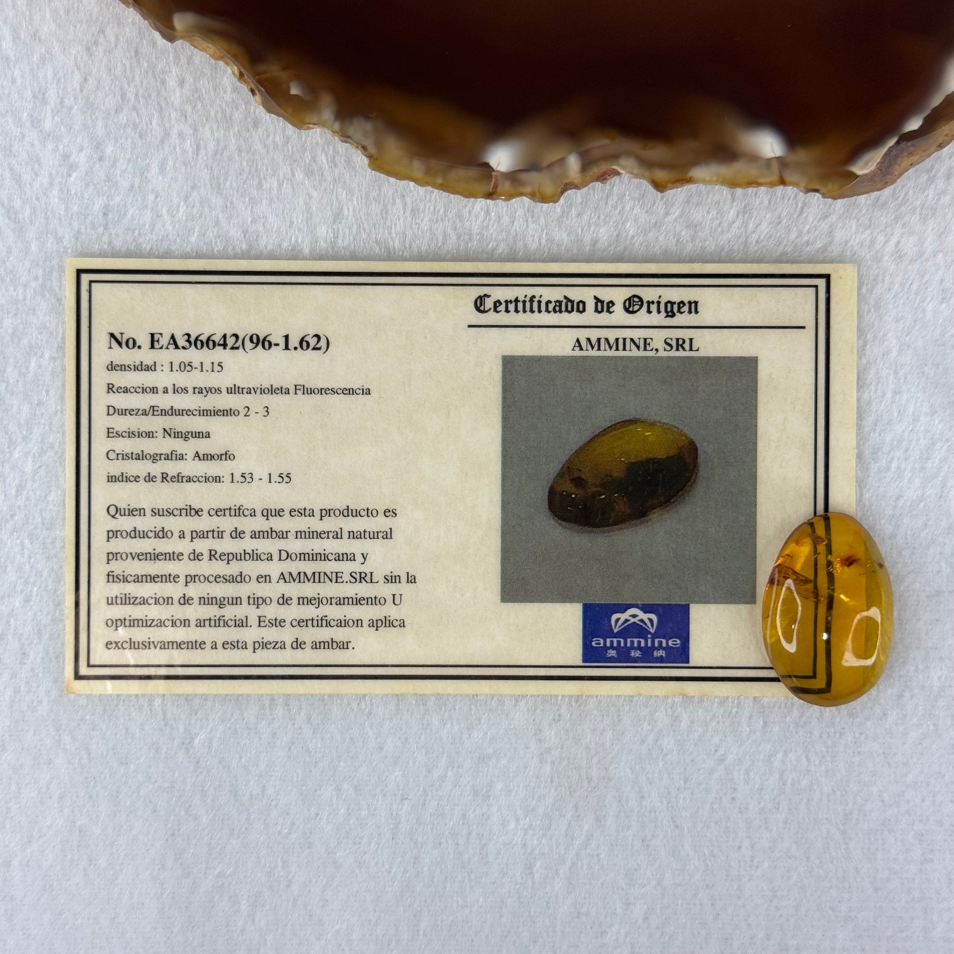 Natural Amber for Setting 1.63g 24.8 by 16.8 by 6.8mm - Huangs Jadeite and Jewelry Pte Ltd