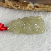 Natural Type A Light Yellowish Jadeite Cai Shen Ye God of Fortune Pendant 5.41g 29.7 by 16.7 by 6.0mm - Huangs Jadeite and Jewelry Pte Ltd