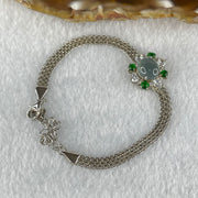 Type A Icy Blueish Green Jadeite Cabochon With Crystals in S925 Sliver Bracelet 5.02g 7.6 by 4.0mm - Huangs Jadeite and Jewelry Pte Ltd