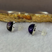 Good Grade Natural Super 7 S925 Silver Earrings 2.63g 8.7 by 5.5mm - Huangs Jadeite and Jewelry Pte Ltd