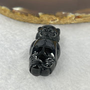 Type A Opaque Black Omphasite Jadeite Tiger Pendant A货墨翠老虎牌 18.92g 38.3 by 18.3 by 14.7mm - Huangs Jadeite and Jewelry Pte Ltd