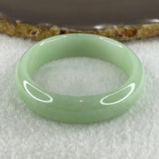 Type A Natural Light Apple Green Jadeite Oval Bangle 36.05g Inner Diameter 53.8mm 13.5 by 6.2mm (Close to Perfect) - Huangs Jadeite and Jewelry Pte Ltd