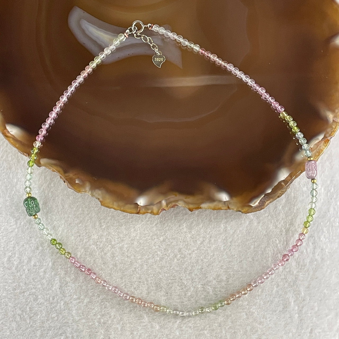 Good Grade Natural Rainbow Tourmaline Crystal Beads Necklace 4.99g 36cm 2.9mm 119 Beads - Huangs Jadeite and Jewelry Pte Ltd