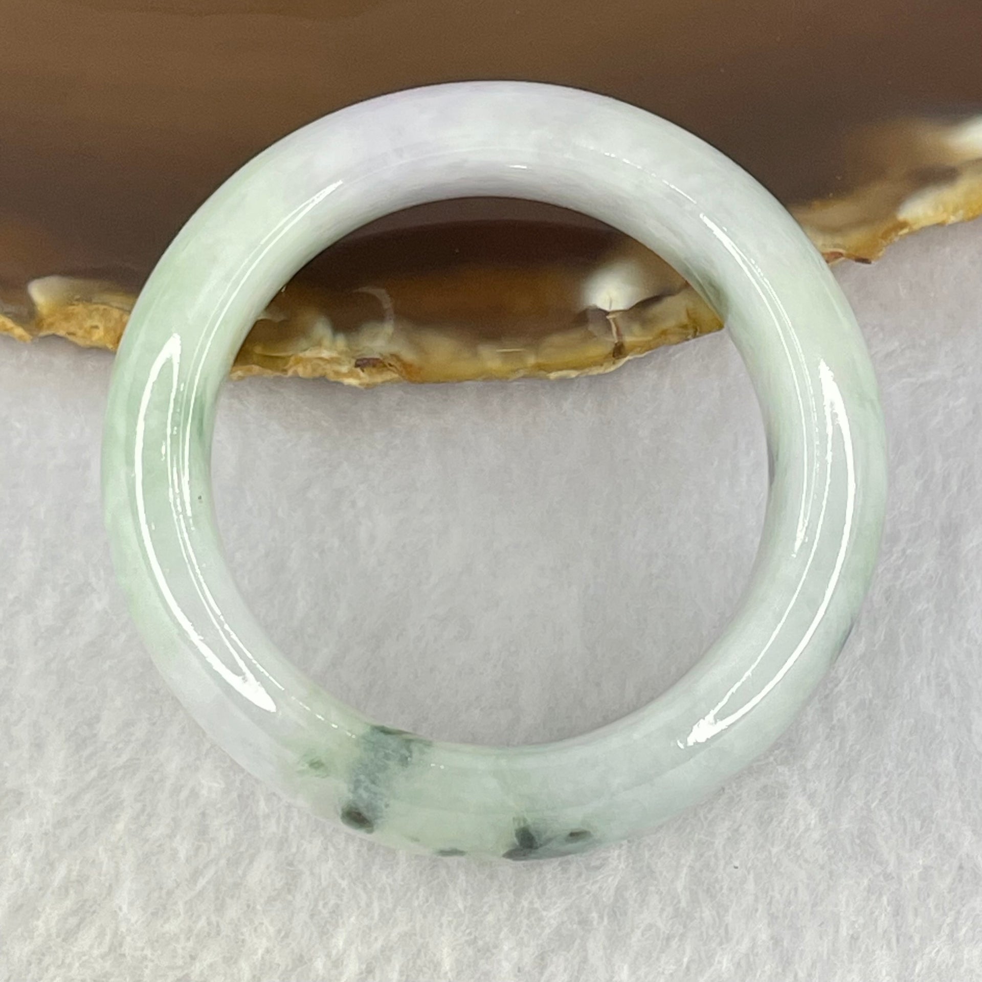 Type A Lavender Green with Dark Green Piao Hua Jadeite Baby Bangle Internal Diameter 40.3mm 48.77g 15.9 by 8.1mm - Huangs Jadeite and Jewelry Pte Ltd